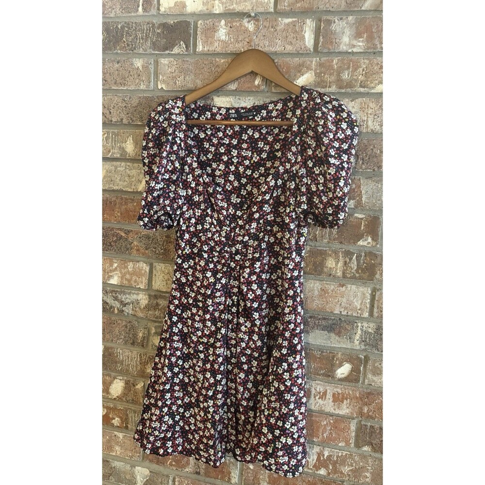 Women’s Zara Puffed Sleeve Floral Mini Dress Size Small